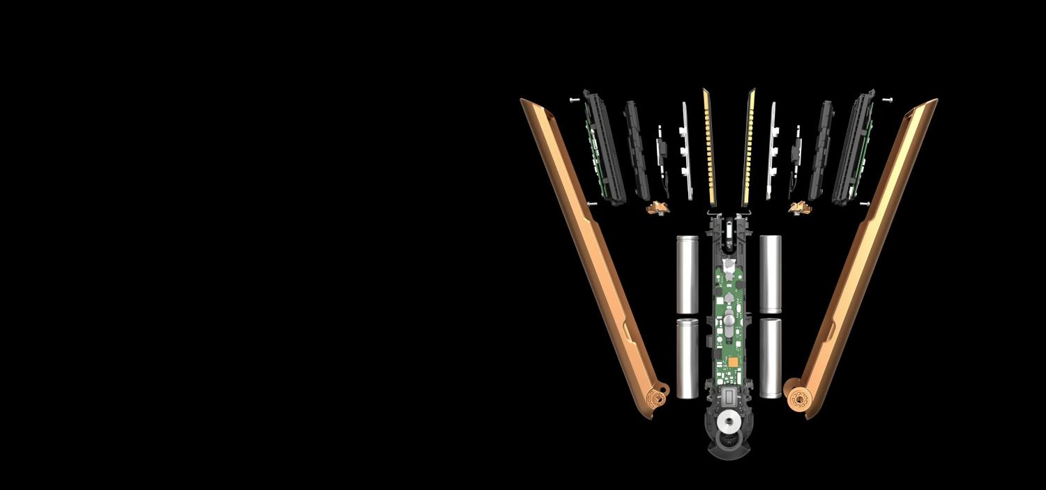 Dyson Corrale™ straightener explosive technology view showing components
